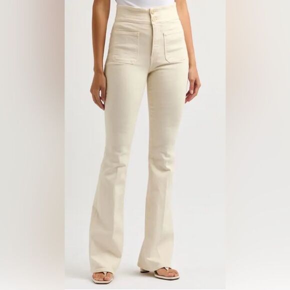 Veronica Beard Denim - Veronica Beard Cream High-Rise Flare Jeans size 25